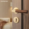 Shuodun New Chinese-style retro door lock, bedroom silent room door lock, walnut wood door lock, indoor magnetic door handle Application Scenario